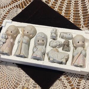 Precious Moments Nativity Set with Pink and White Accents